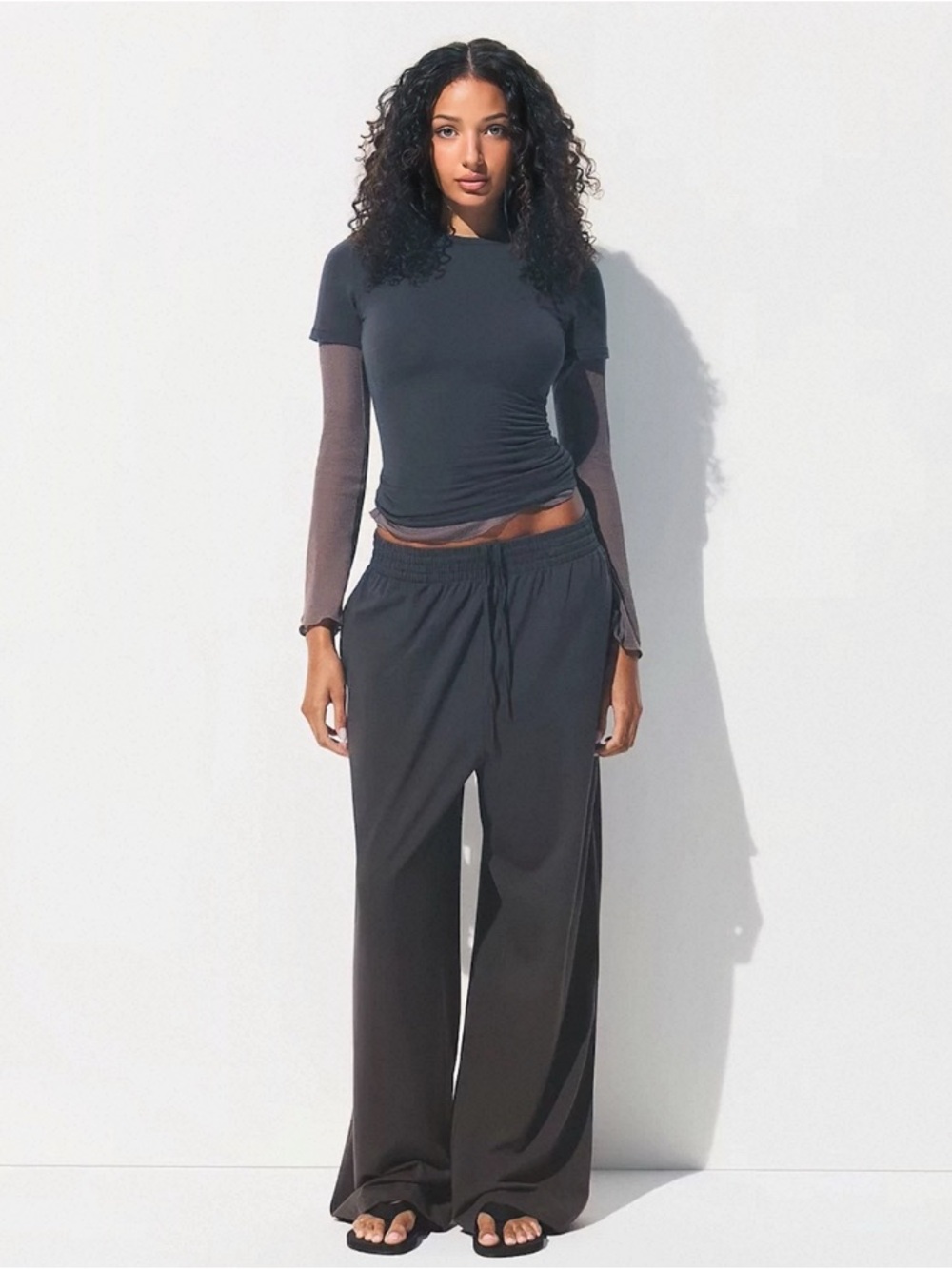 SKIMS Classic Charcoal Ribbed Short Sleeve Tee